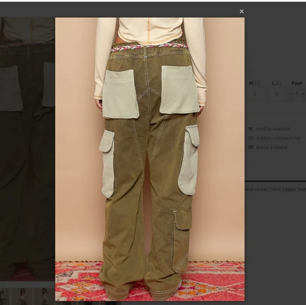 POL Twill and Thermal Cargo Pants with Mixed Fabric Pockets pants - Picture 3 of 12
